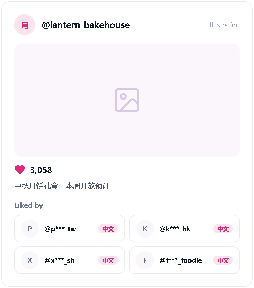 Illustration of a mooncake Instagram post liked by Chinese-language accounts