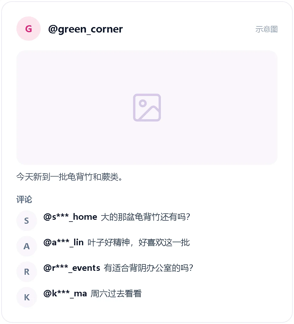 示意图:一条下方有四条评论的 Instagram 帖子