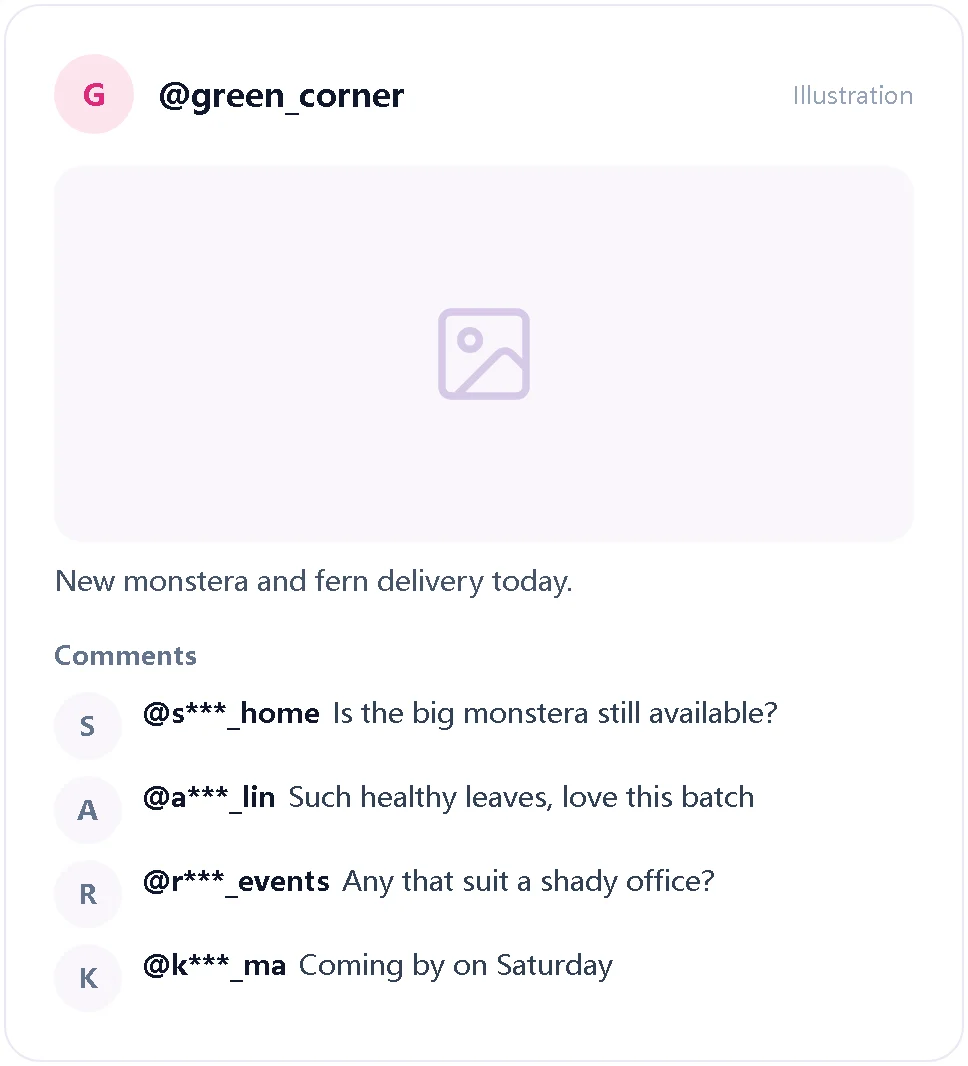 Illustration of an Instagram post with four comments underneath