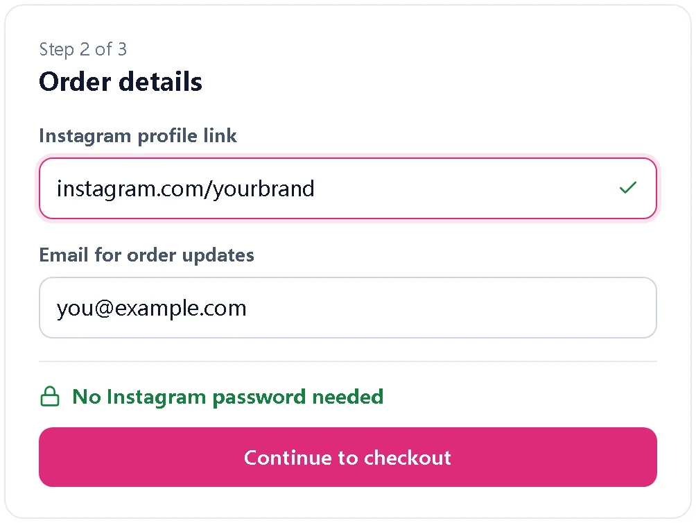Illustration of an order form that asks only for a link and an email